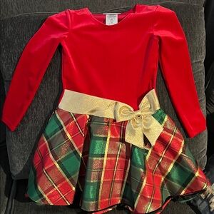 Bonnie Jean Red and Green Plaid Formal Dress